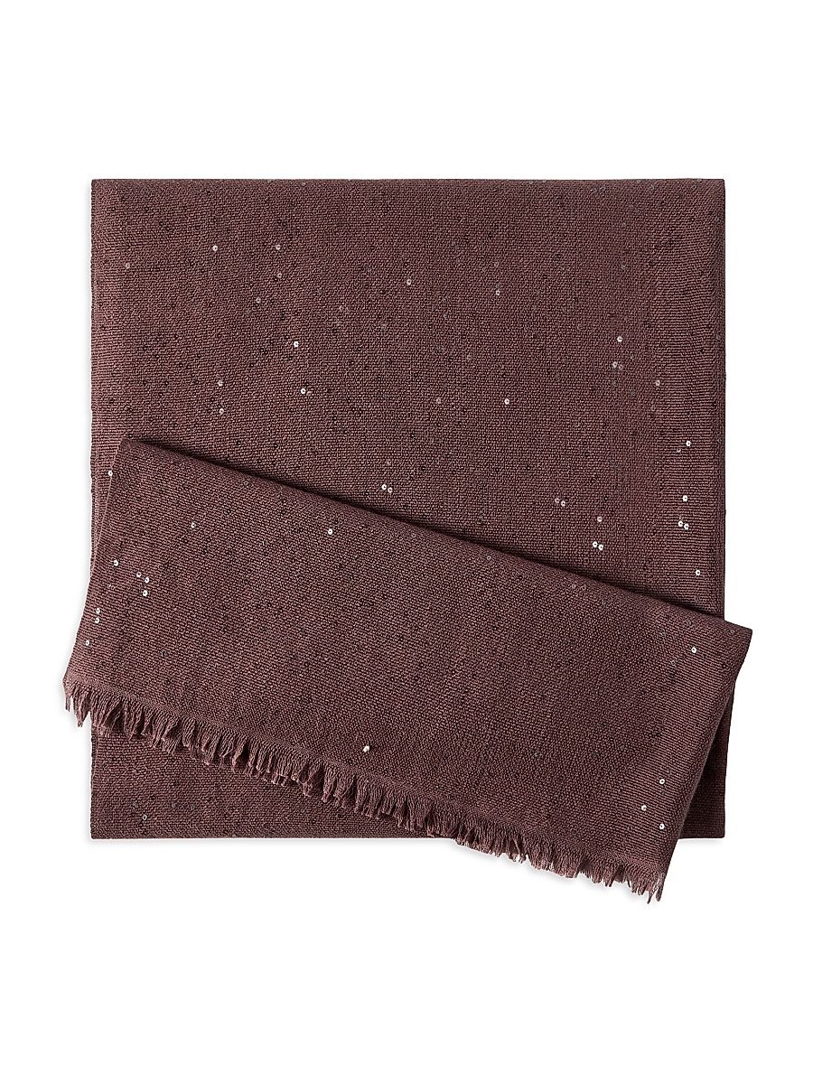 Women's Cashmere and Silk Diamond Yarn Scarf - Grape