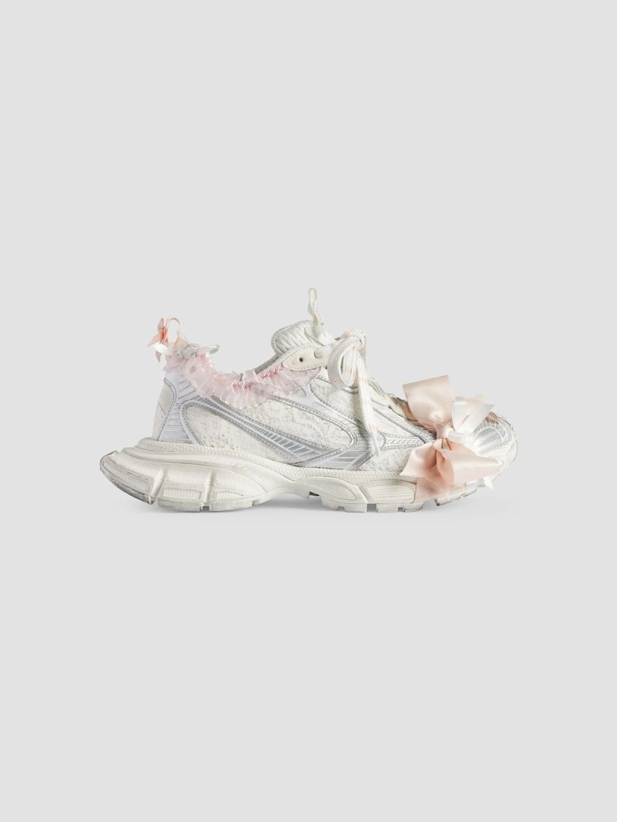 Balenciaga Women's 3XL Lace Sneakers - White Light Pink - Size 10