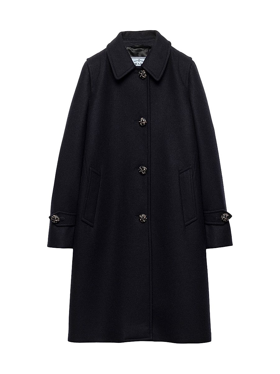 Women's Single-Breasted Double Loden Coat - Blue - Size 10