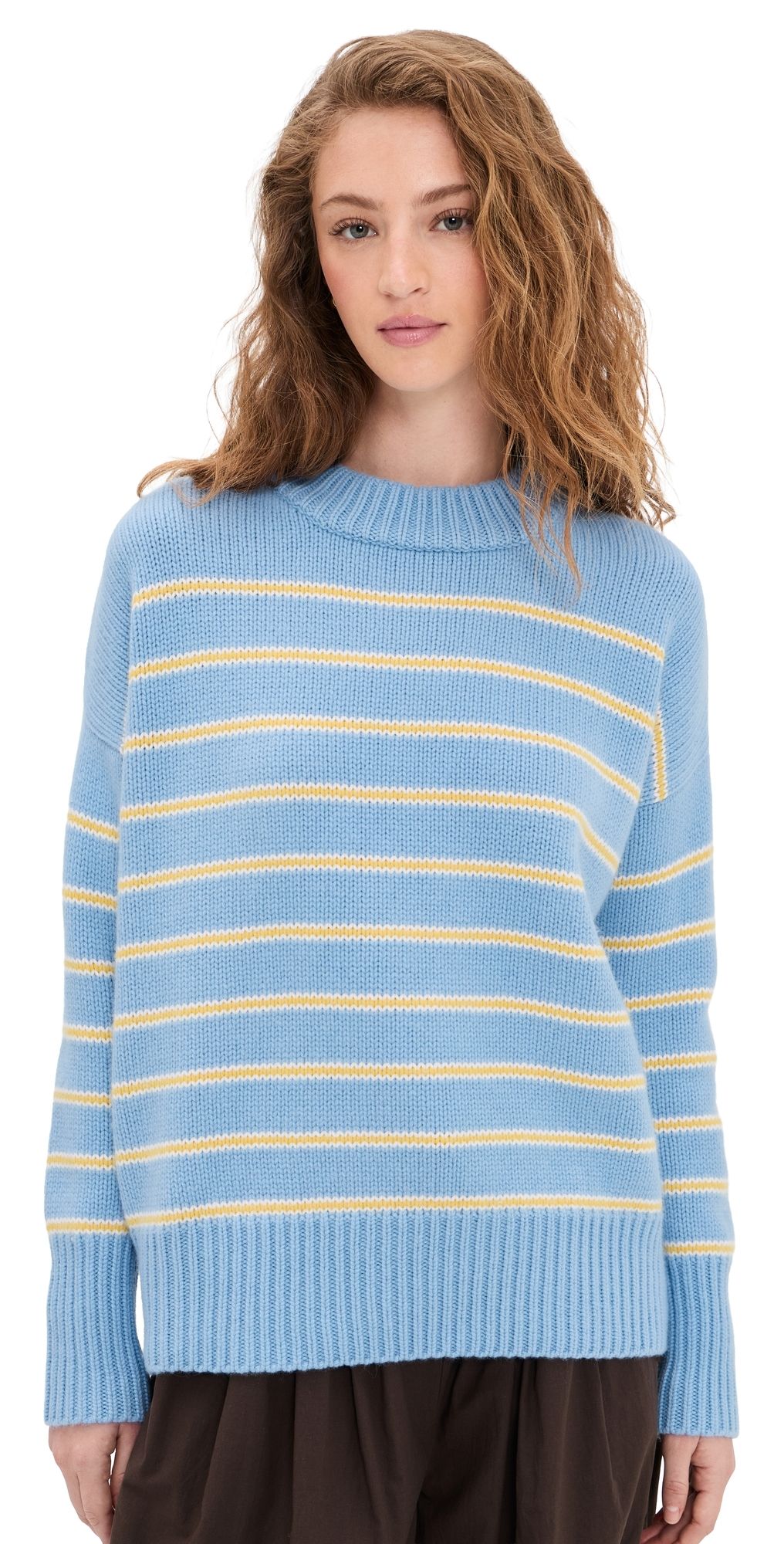 La Ligne Fineline Stripe Marin Sweater Chambray Blue/Butter Yellow/Cr XL