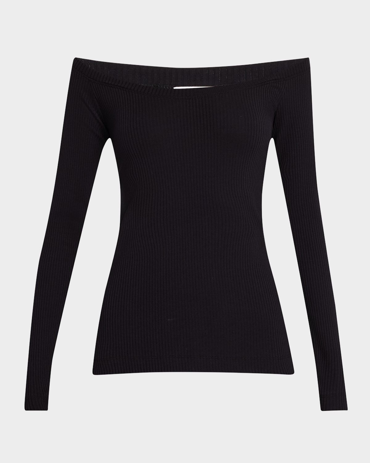 Monili-Strap Off-The-Shoulder Rib Sweater