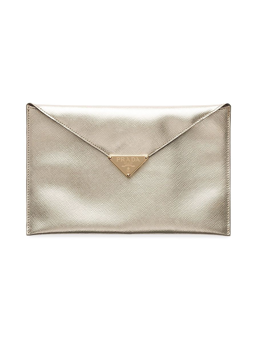 Women's Saffiano Leather Envelope Clutch - Rose Gold
