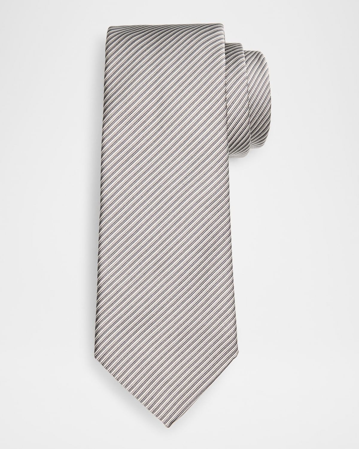Men & apos;s Micro-Stripe Silk and Cotton Tie
