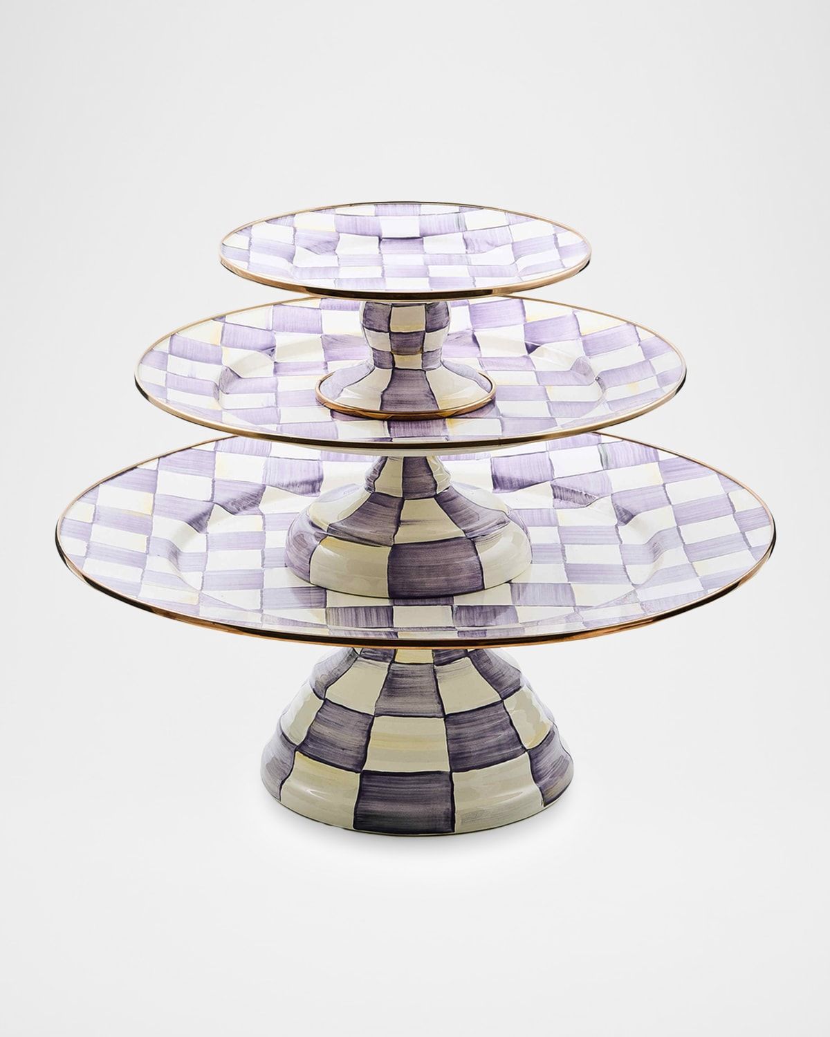 Violet Check Mini Pedestal Platter