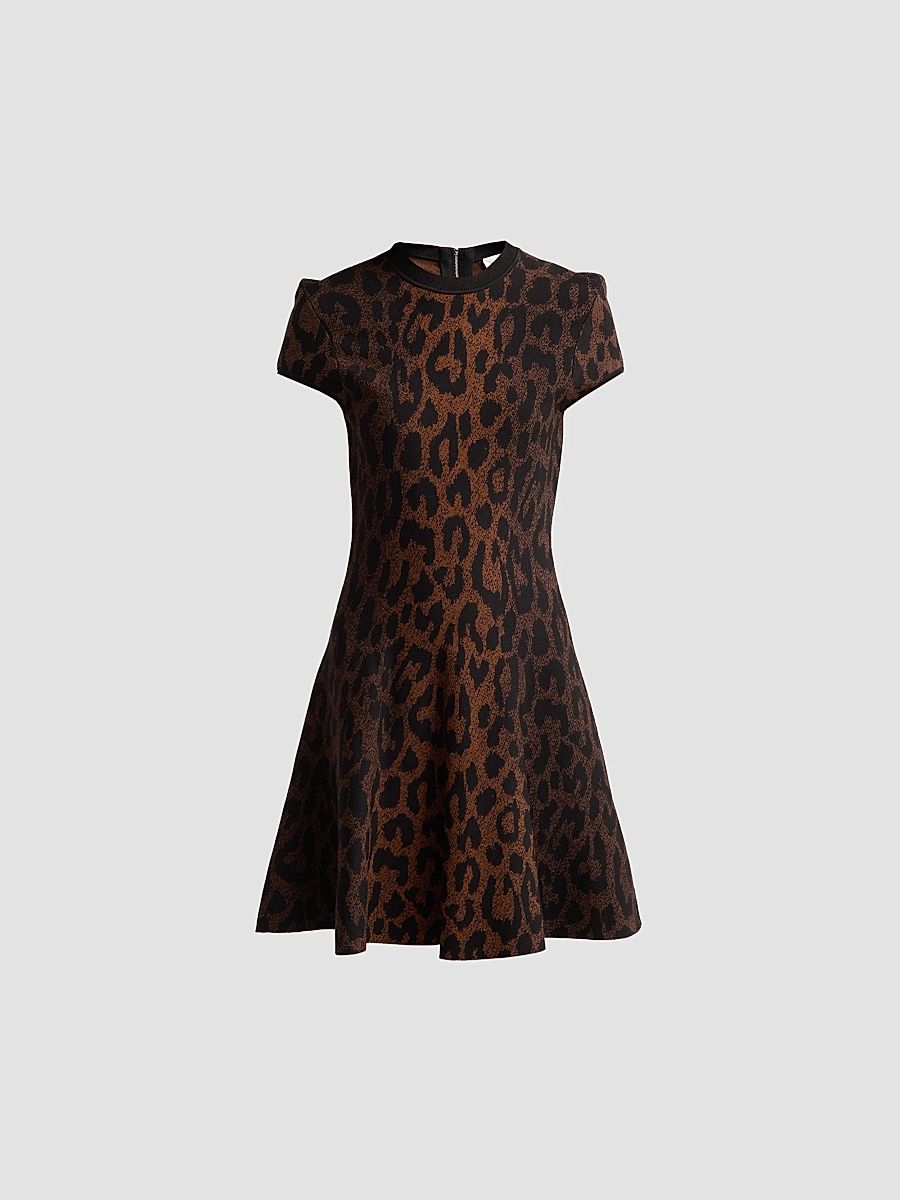 Women's Honor Leopard Mini Dress - Brown Multi - Size Large