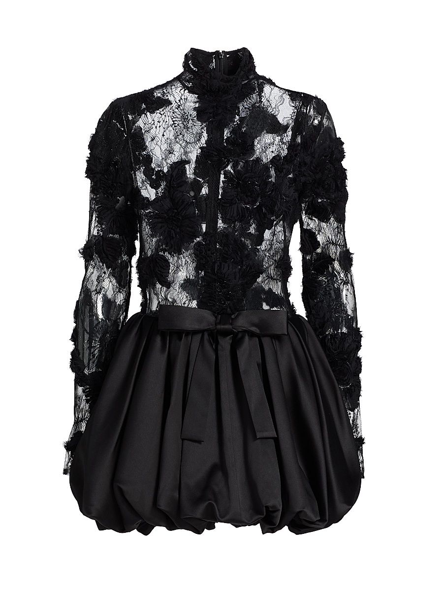 Women's Lace Bubble Cocktail Dress - Black - Size 4