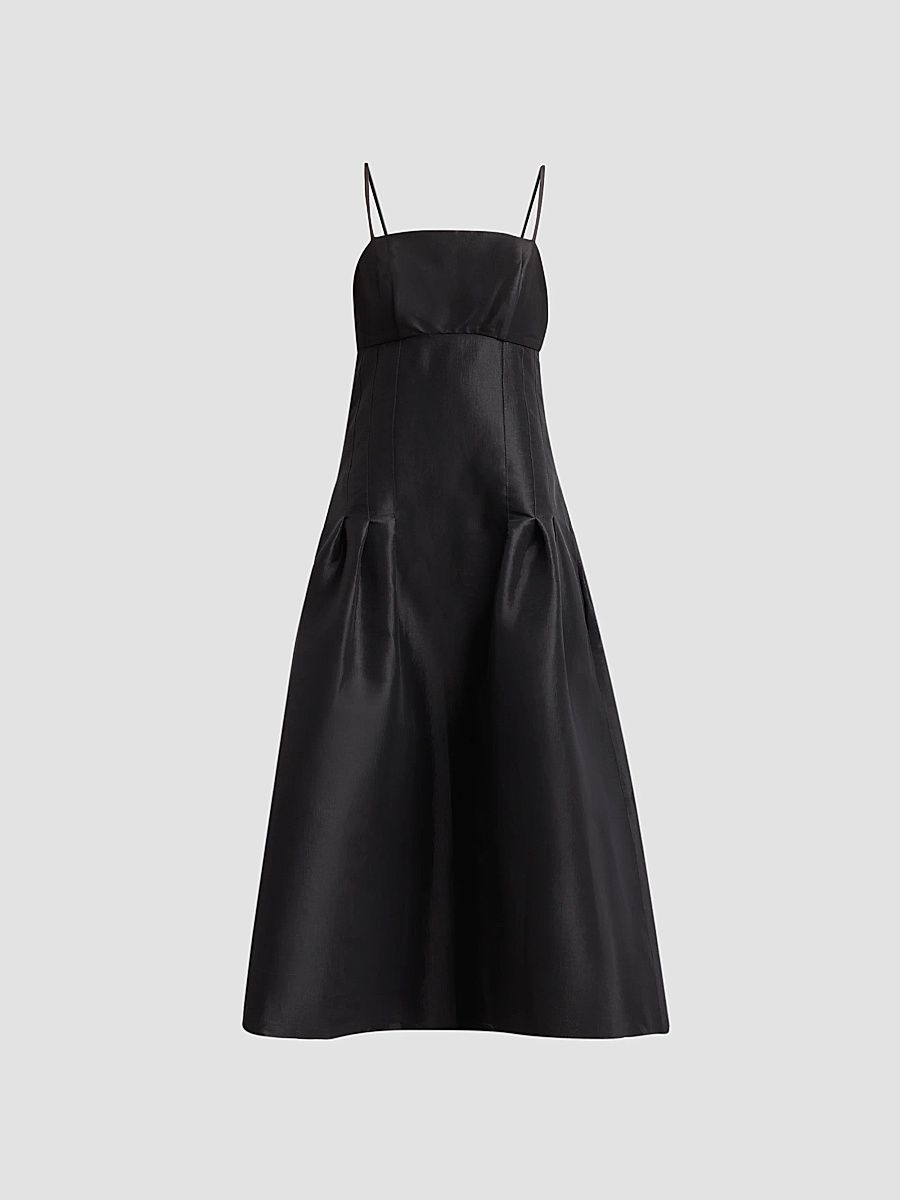 Women's Lena Taffeta Sleeveless Midi-Dress - Black - Size 4