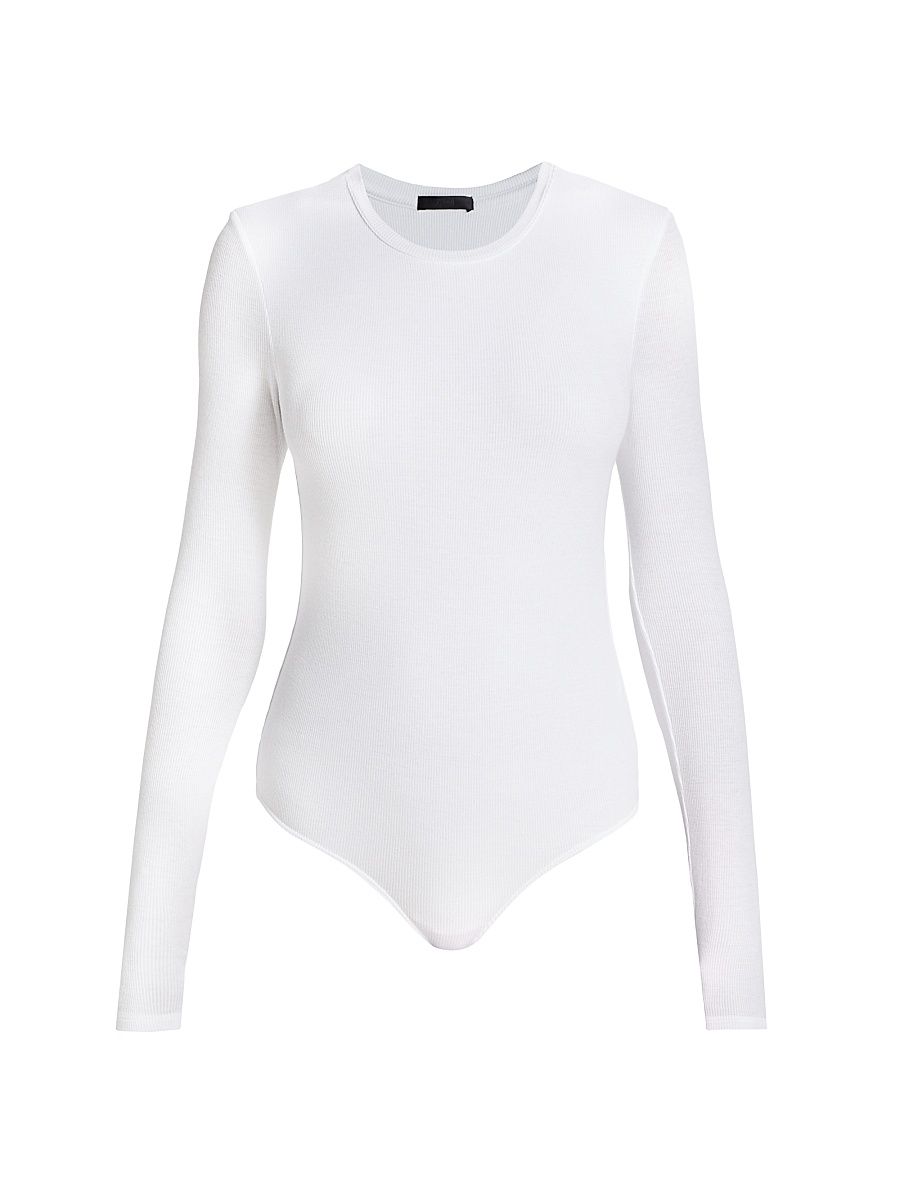 Women's Long Sleeved Bodysuit - White - Size XL