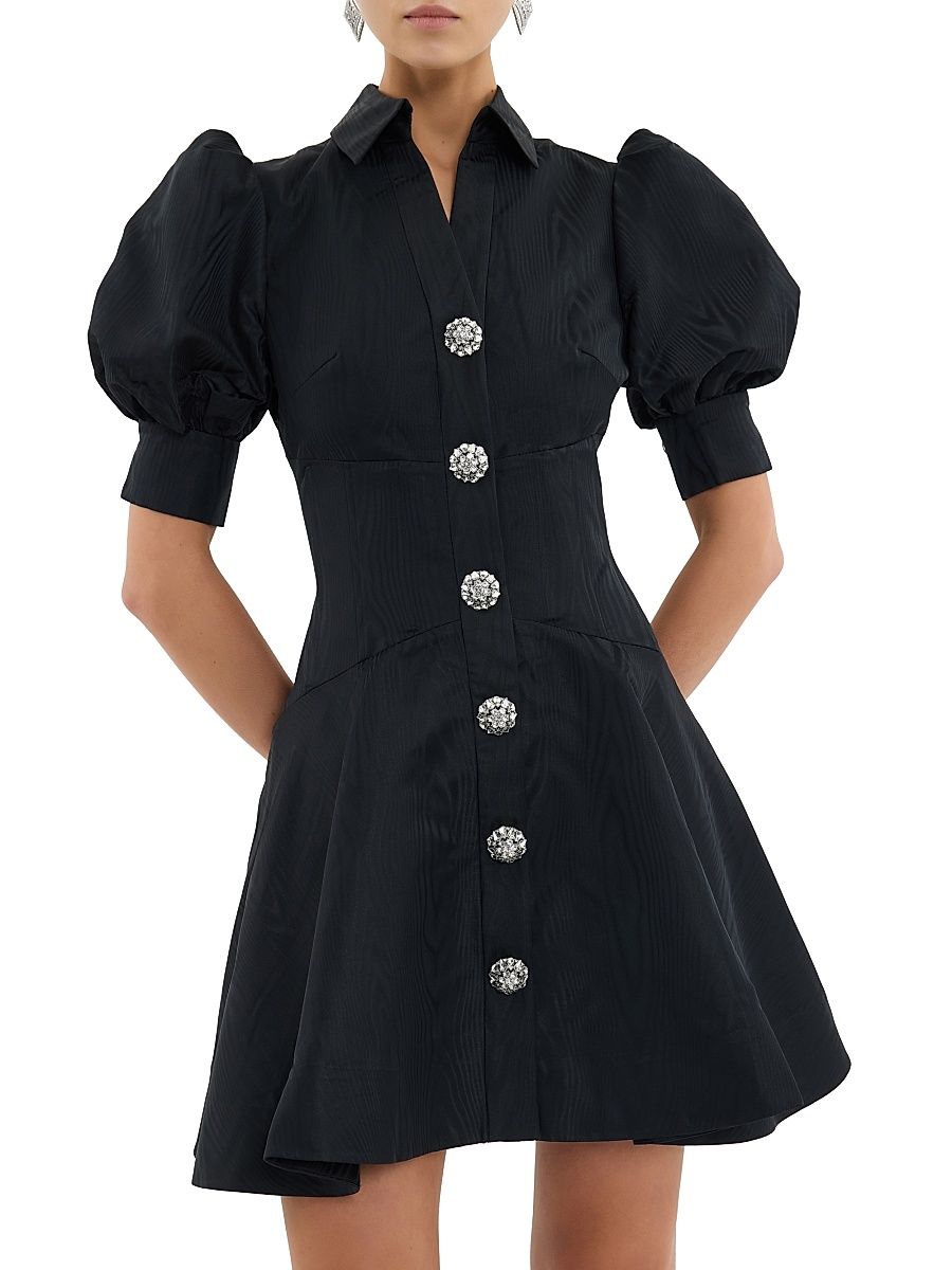 Women's Narcissa Diamonte Mini Shirtdress - Black - Size 12