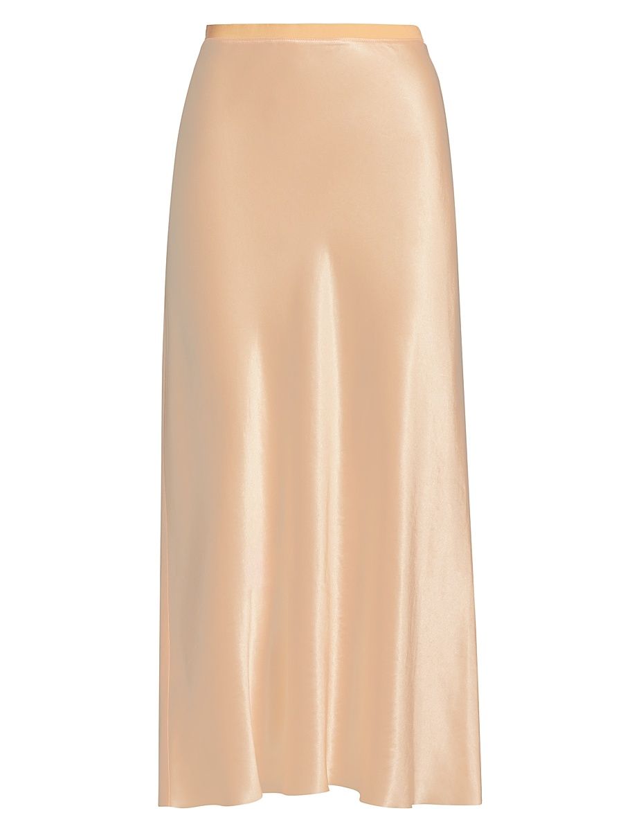 Women's Satin Midi-Skirt - Lychee - Size Medium
