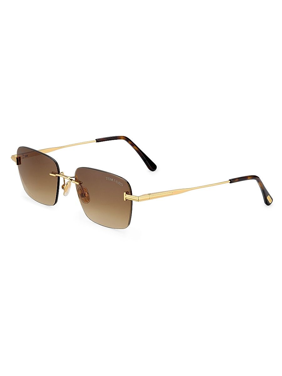 Women's Jake-02 54MM Rectangular Sunglasses - Gold Brown