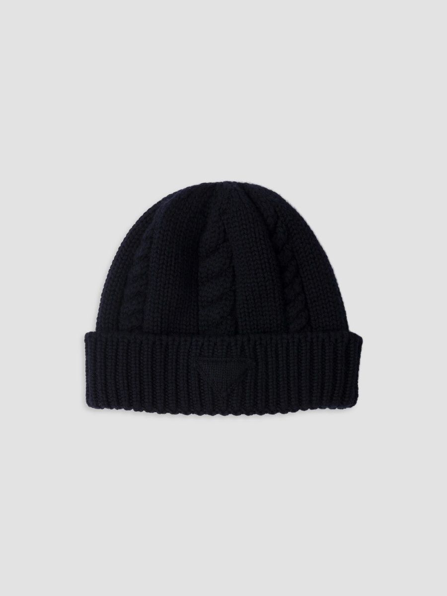 Prada Men's Wool Beanie - Blue - Size Medium