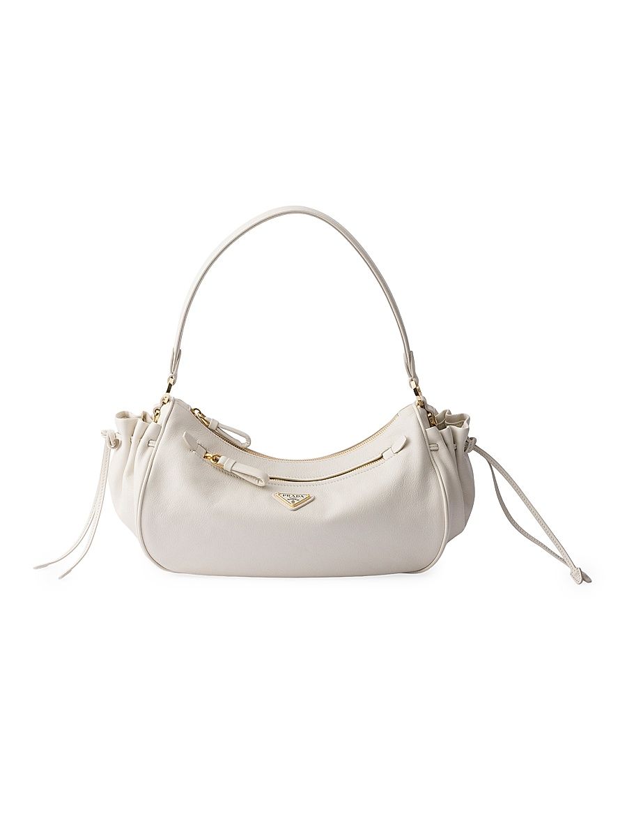 Women's Leather Top Handle Bag - White