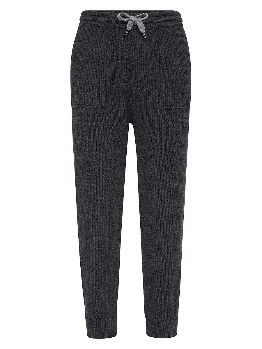 Men's Cashmere English Rib Knit Joggers - Charcoal - Size XXXL