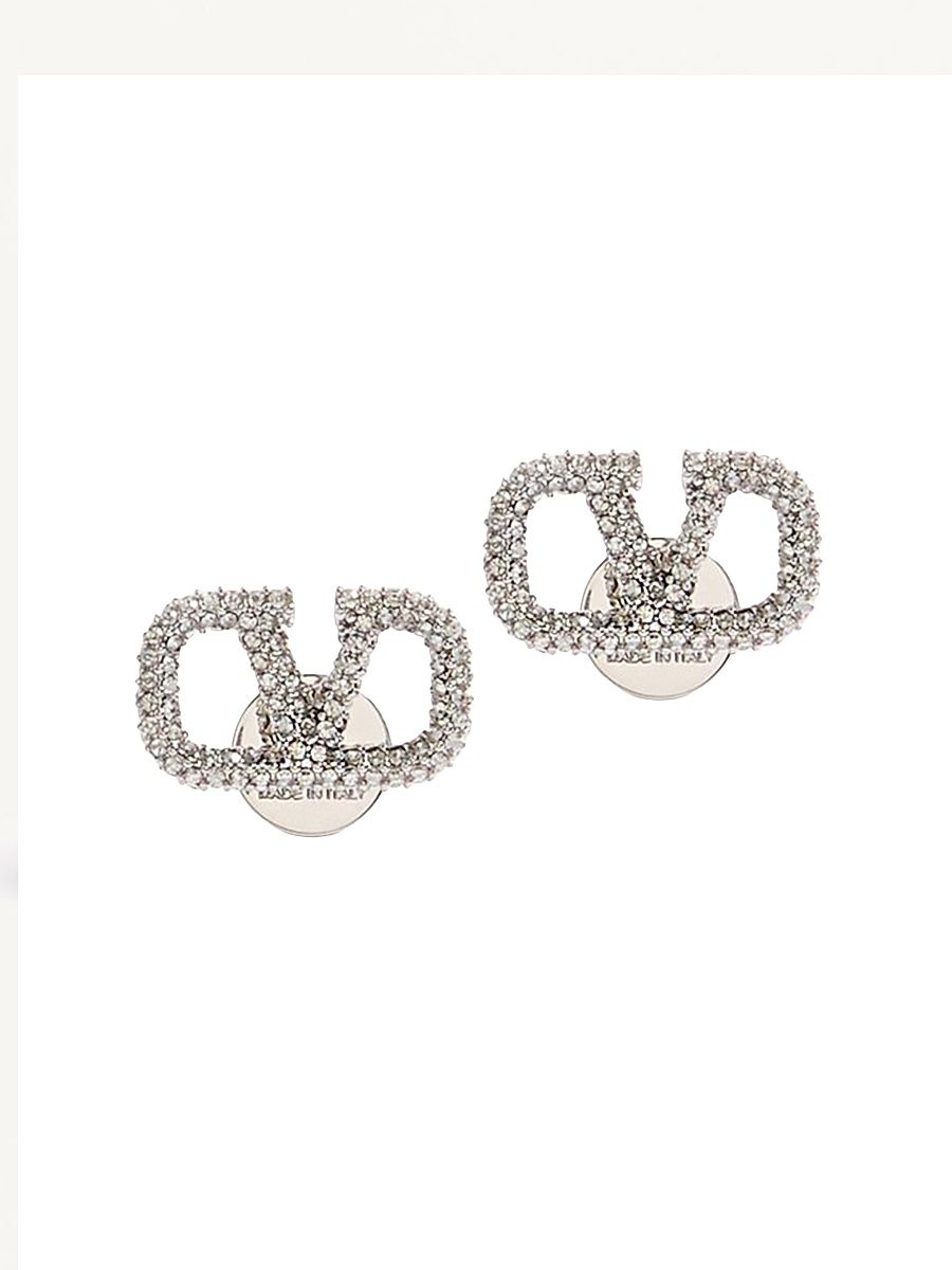 Women's Vlogo Signature Earrings in Metal and Swarovski Crystals - Palladium Crystal