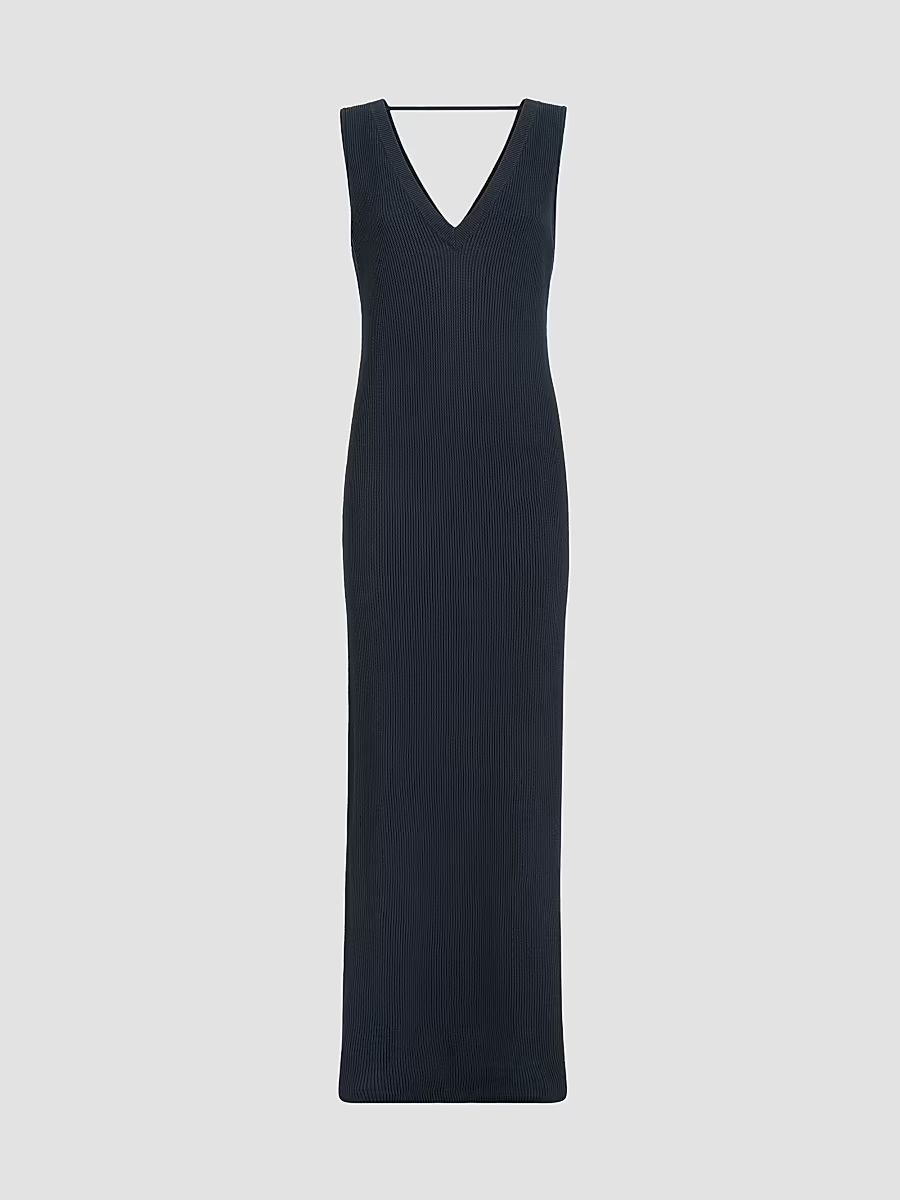 Women's Cotton Rib Knit Dress with Precious Strap - Blue - Size XXS