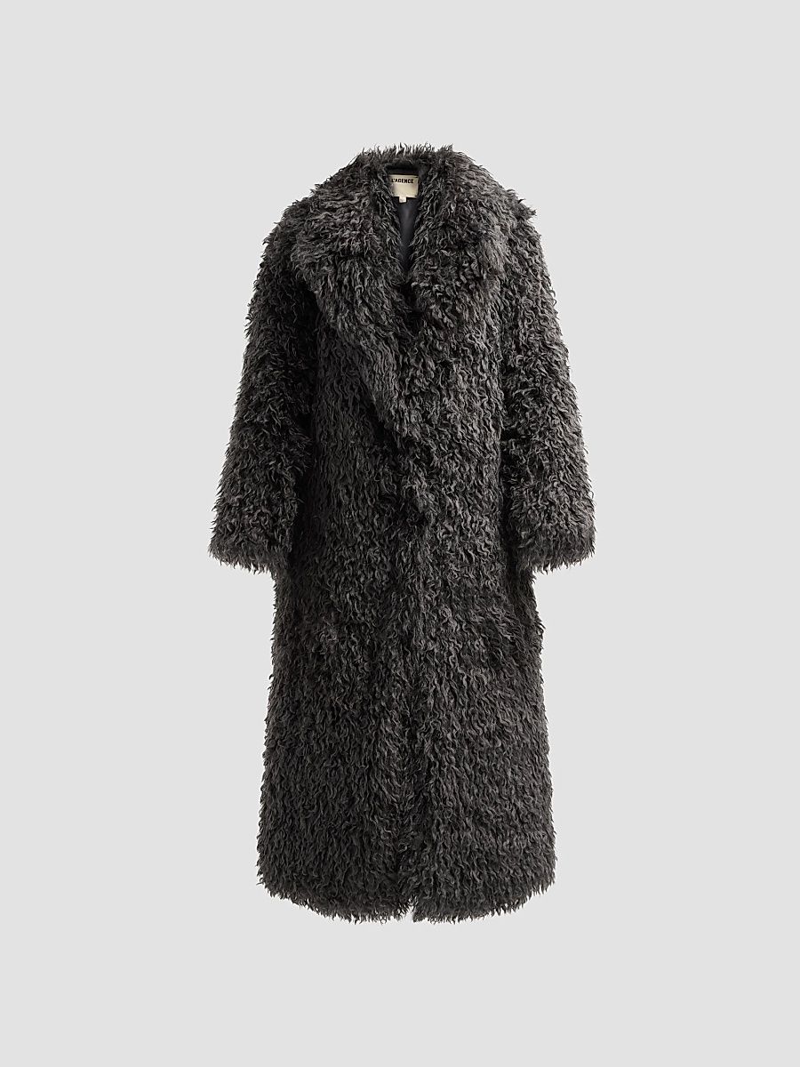 Women's Lizbeth Long Faux Fur Jacket - Grey Olive - Size 14