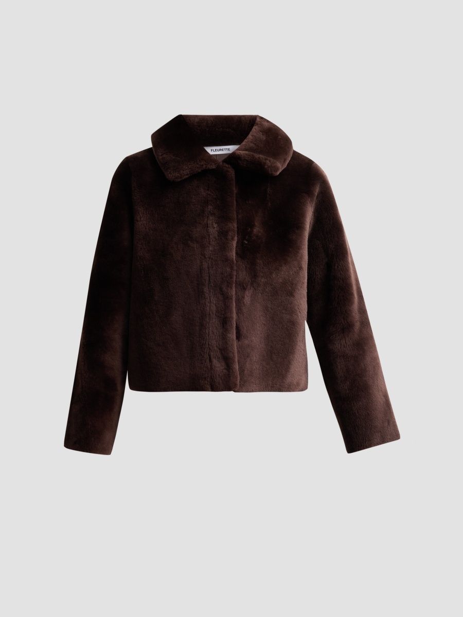 Fleurette Women's Odette Reversible Shearling Jacket - Chocolate - Size XS