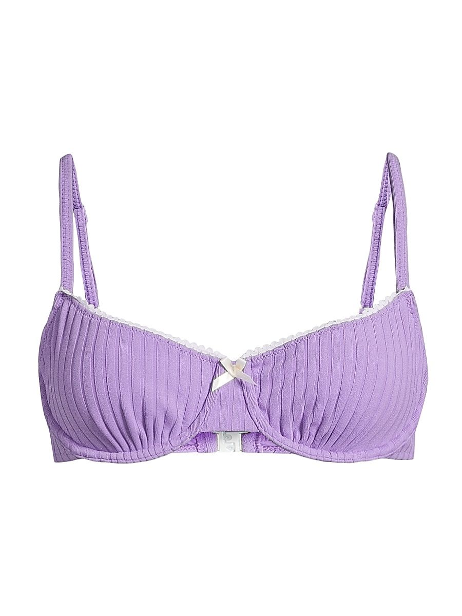 Women's The Daphne Ribbed Bikini Top - Ultra Violet - Size XS