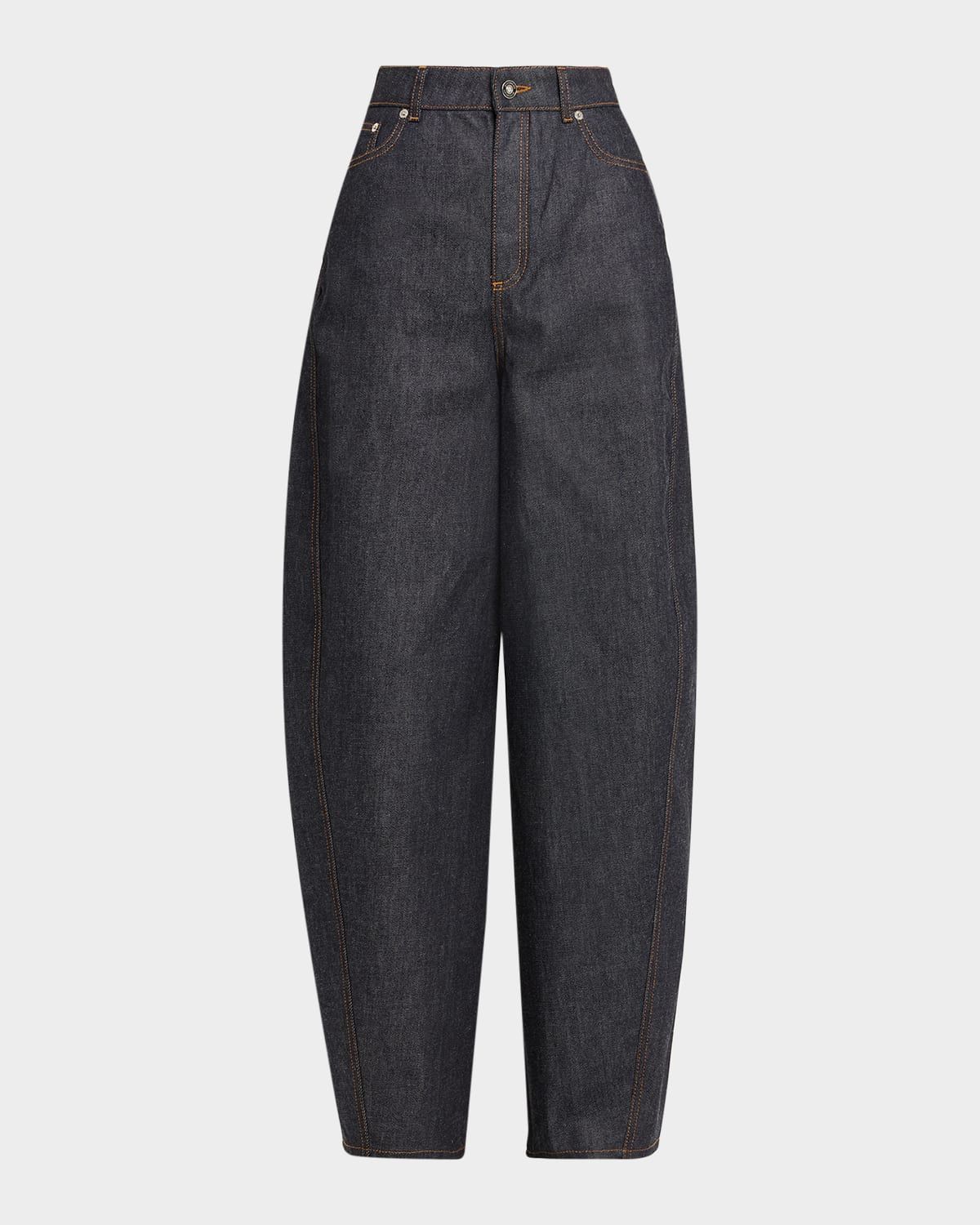 Denim Barrel-Leg Cocoon Pants
