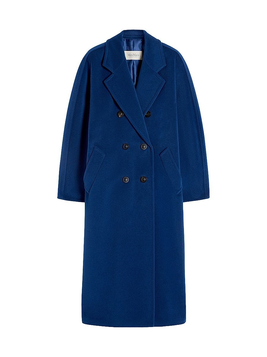 Women's 101801 Icon Madame Wool Cashmere Double-Breasted Coat - China Blue - Size 8