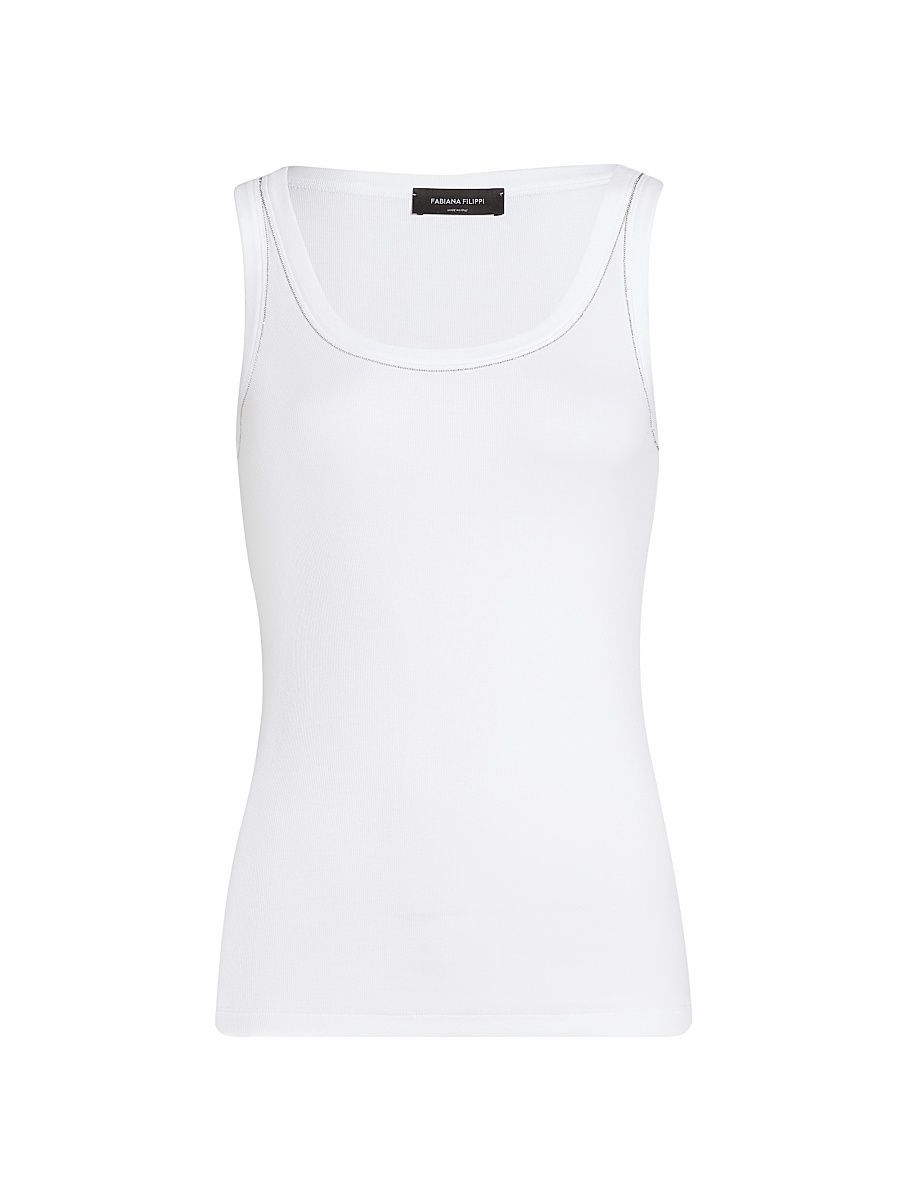 Women's Rib-Knit Jersey Tank Top - Bianco Ottico - Size 12