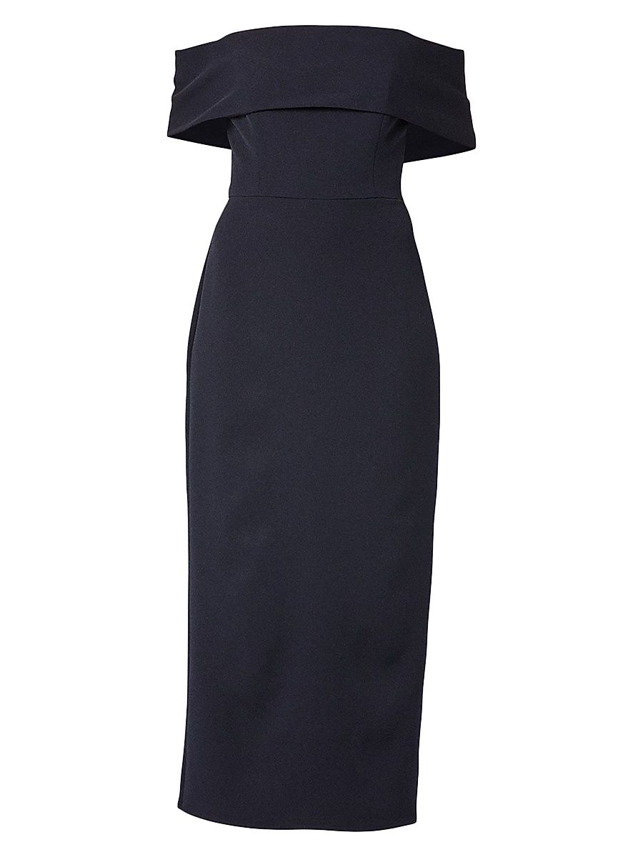 Shoshanna Women's Avril Stretch Crepe Off-The-Shoulder Cocktail Dress - Navy - Size 8