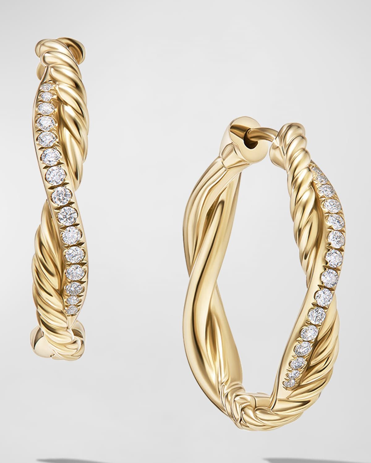 Petite Infinity Hoop Earrings with Diamonds in 18K Gold, 4mm, 0.68"L