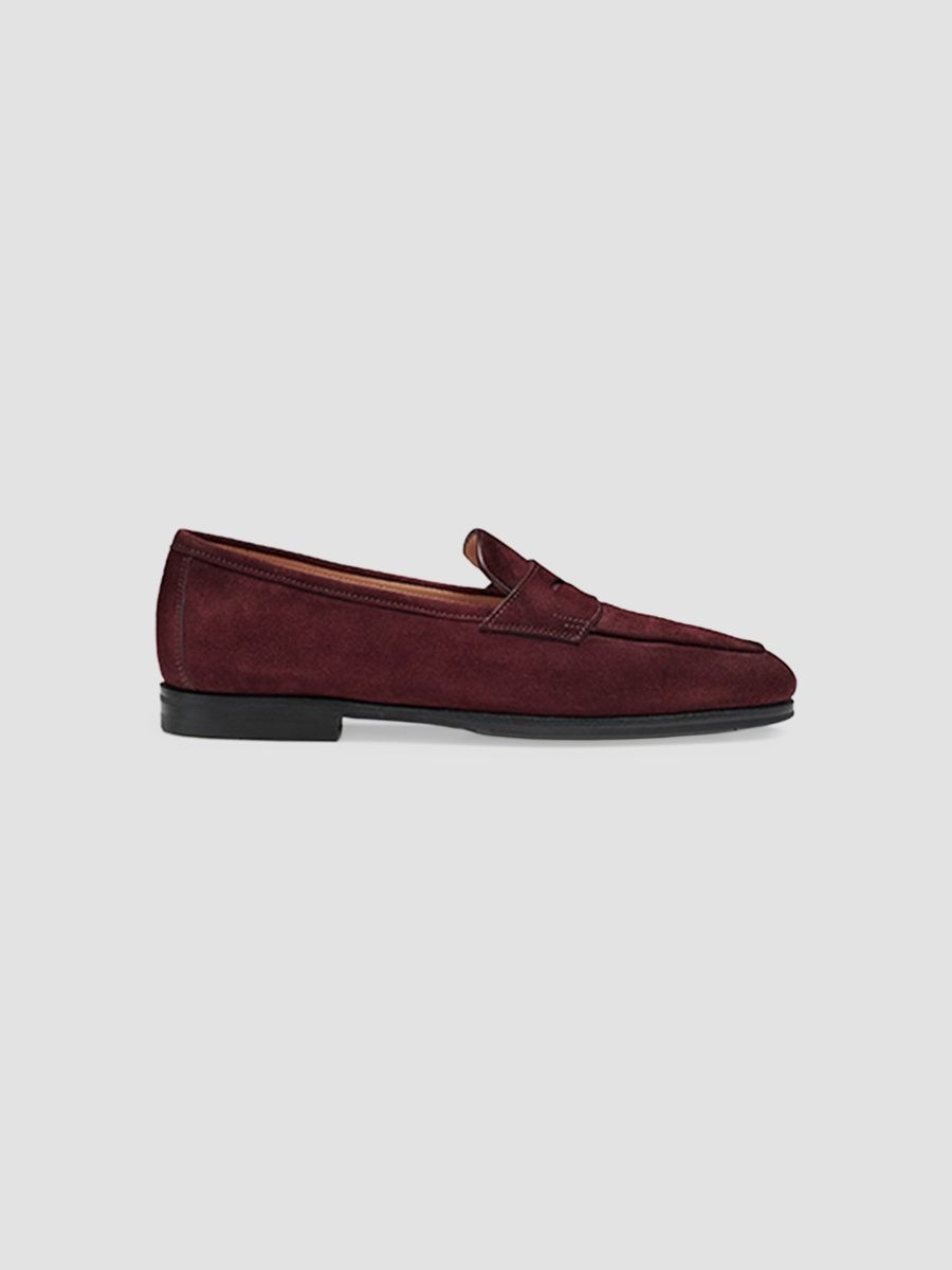 Santoni Women's Suede Penny Loafers - Burgundy - Size 5.5