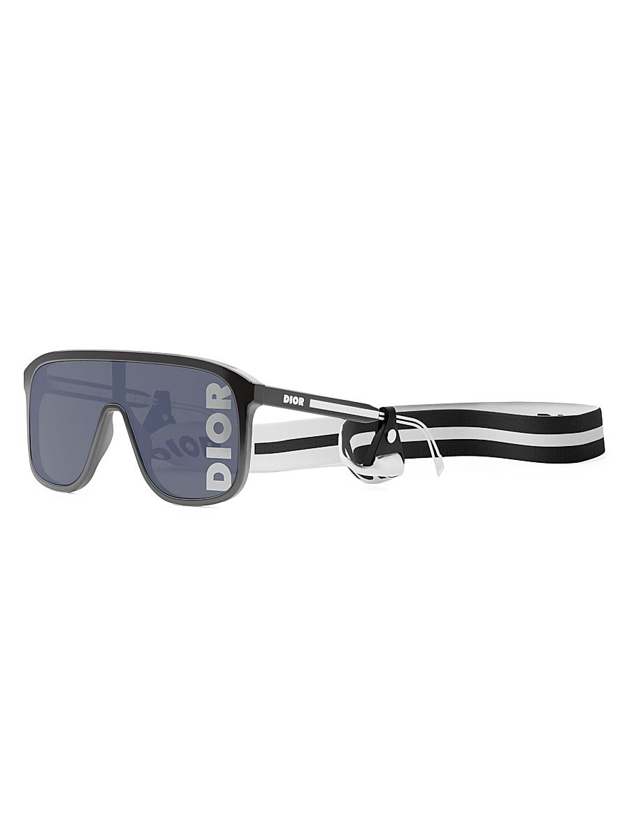Men's DiorFast M1I Shield Sunglasses - Shiny Black Smoke