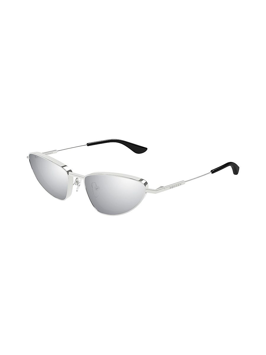 Women's Metal T-Bar 56MM Cat-Eye Sunglasses - Silver