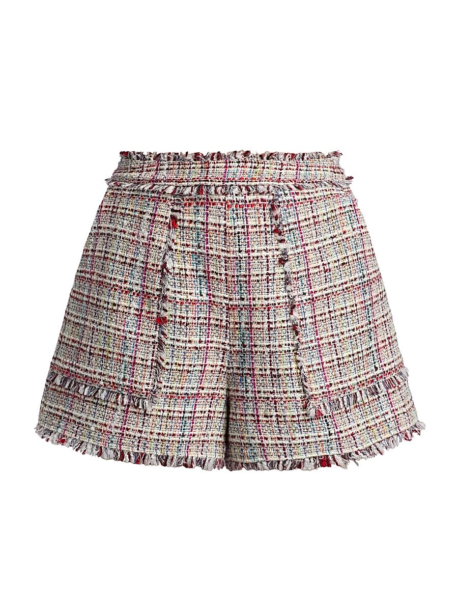Women's Allen Wildflower Tweed Shorts - Ivory Multi - Size 14