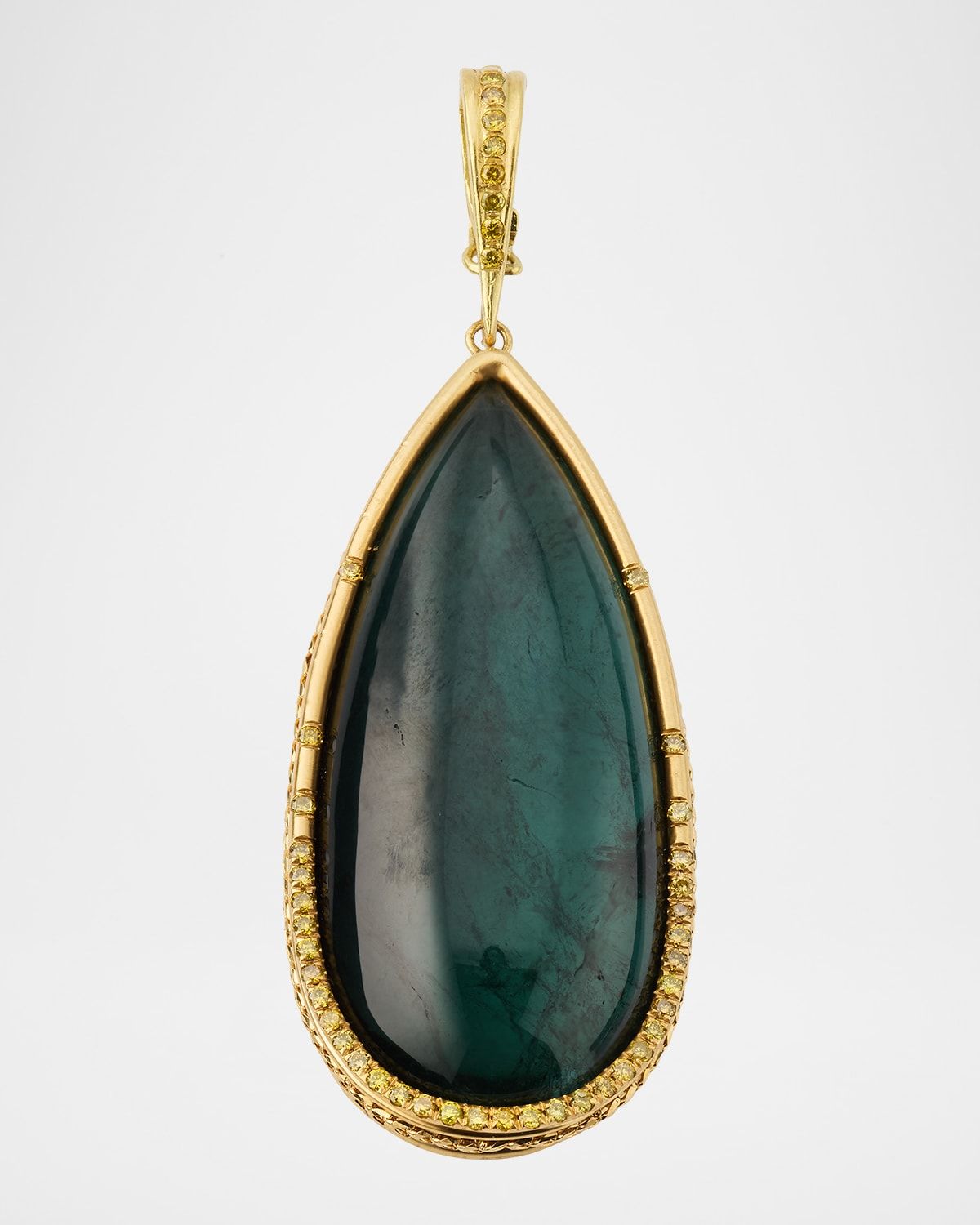 18K Yellow Gold Limited Grande Drop Diamond and Tourmaline Pendant