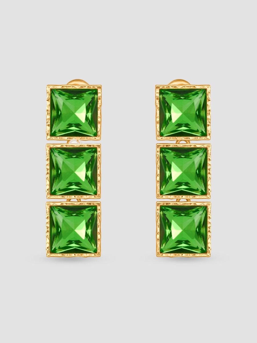 Oscar de la Renta Women's 24K Gold-Plated & Glass Crystal Drop Earrings - Peridot