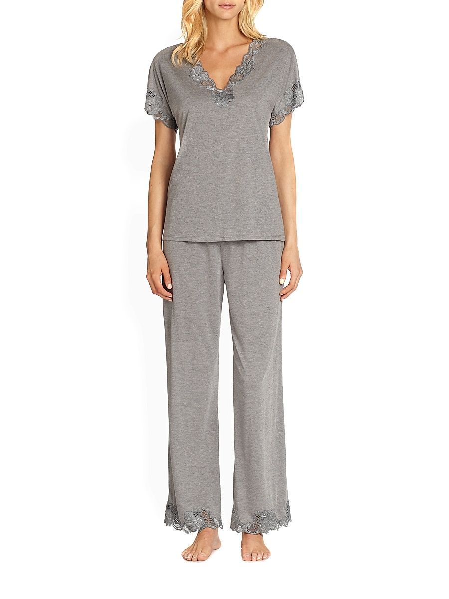 Women's Zen Floral Jersey Pajamas - Grey - Size XL