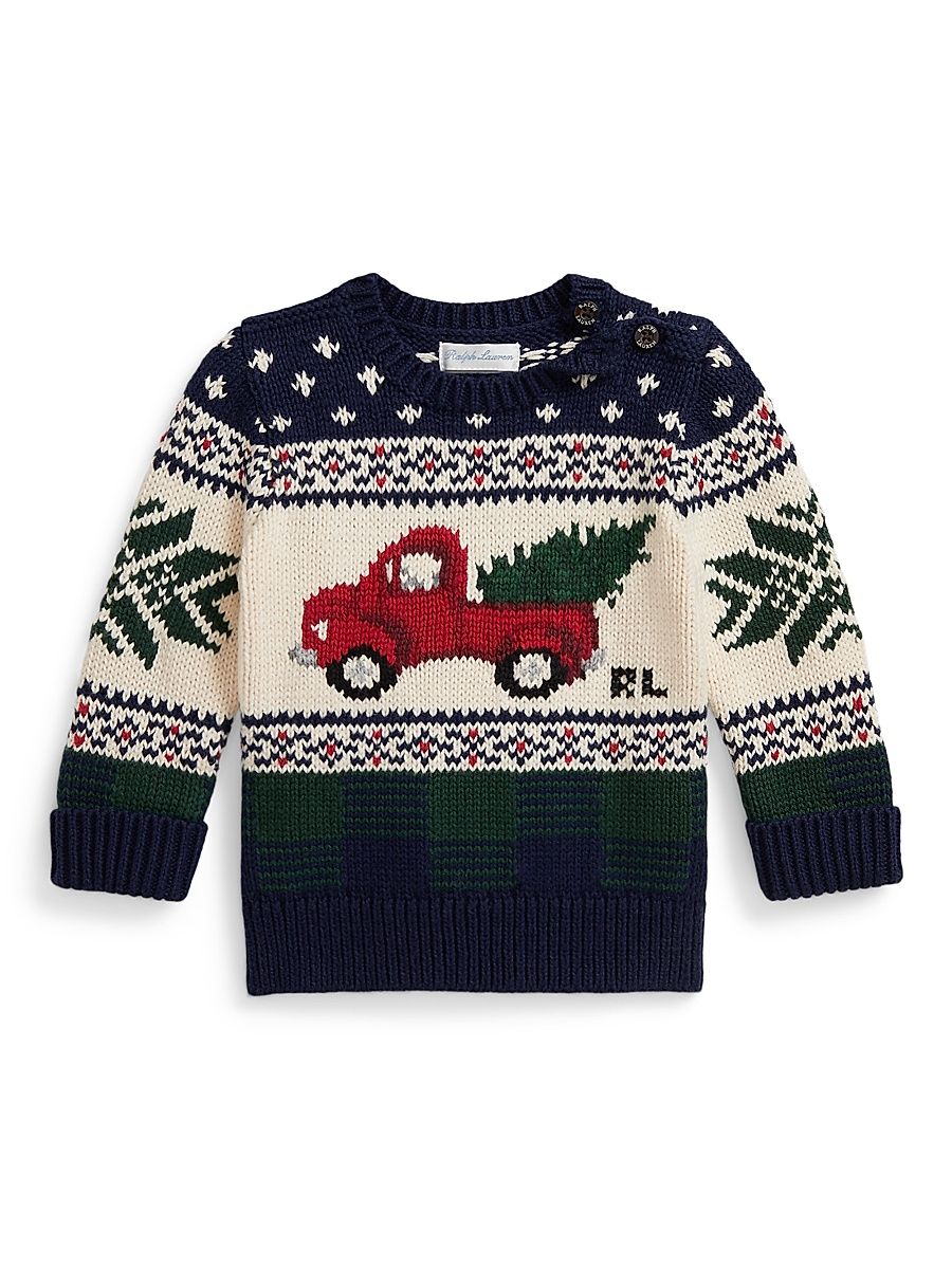 Baby Boy's Intarsia Cotton Sweater - Navy Multi - Size 6 Months