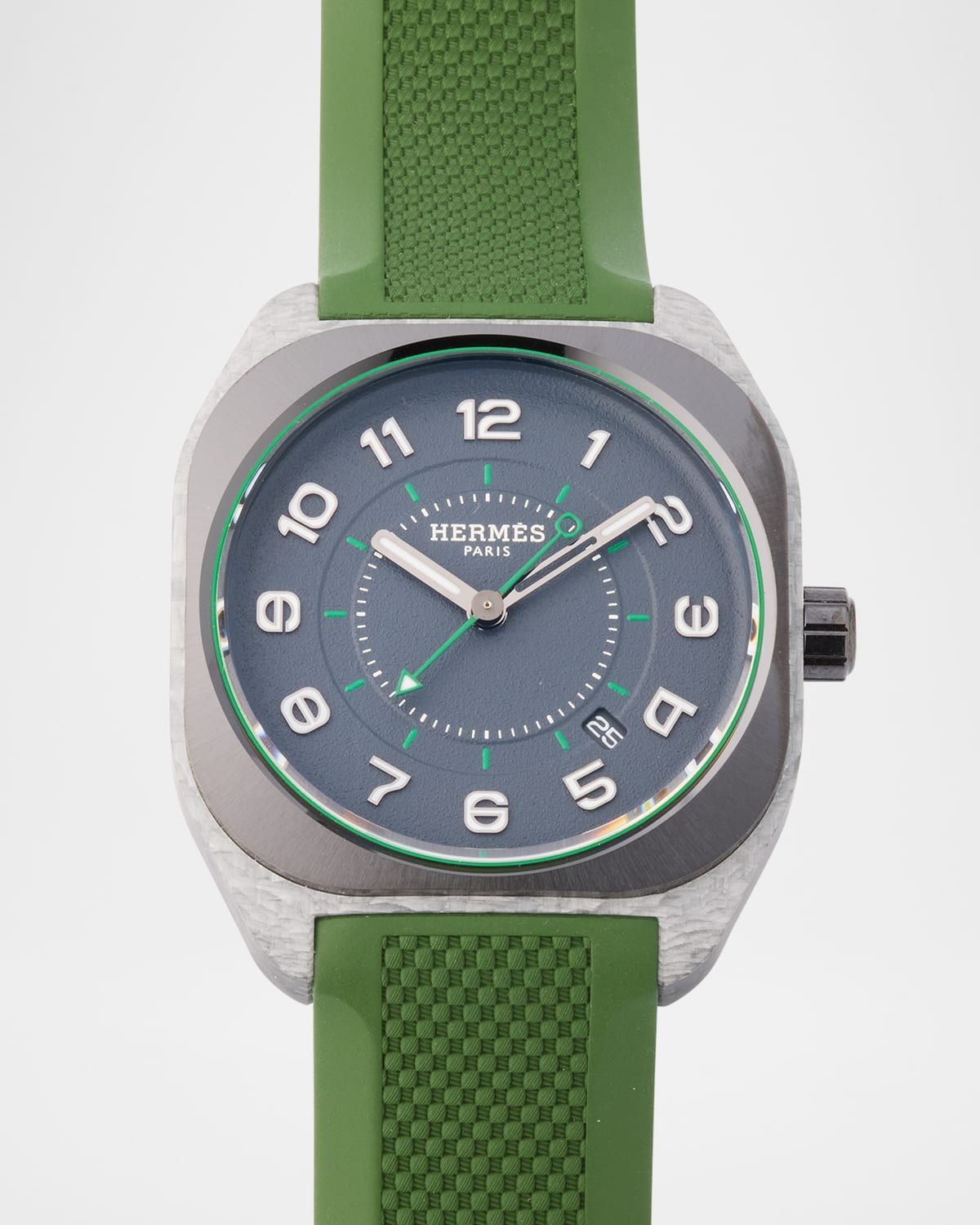 Hermès H08 Green Rubber Watch, 42 mm