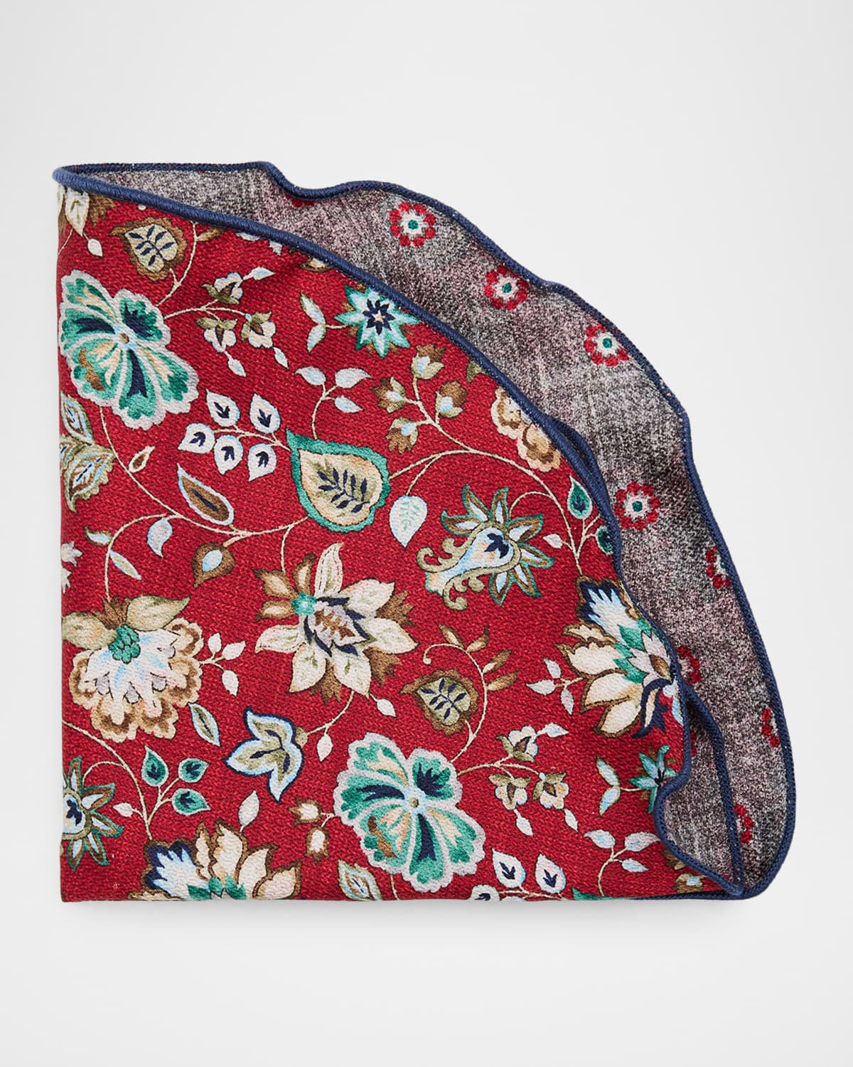 Men & apos;s Reversible Floral to Geometric Silk Pocket Circle