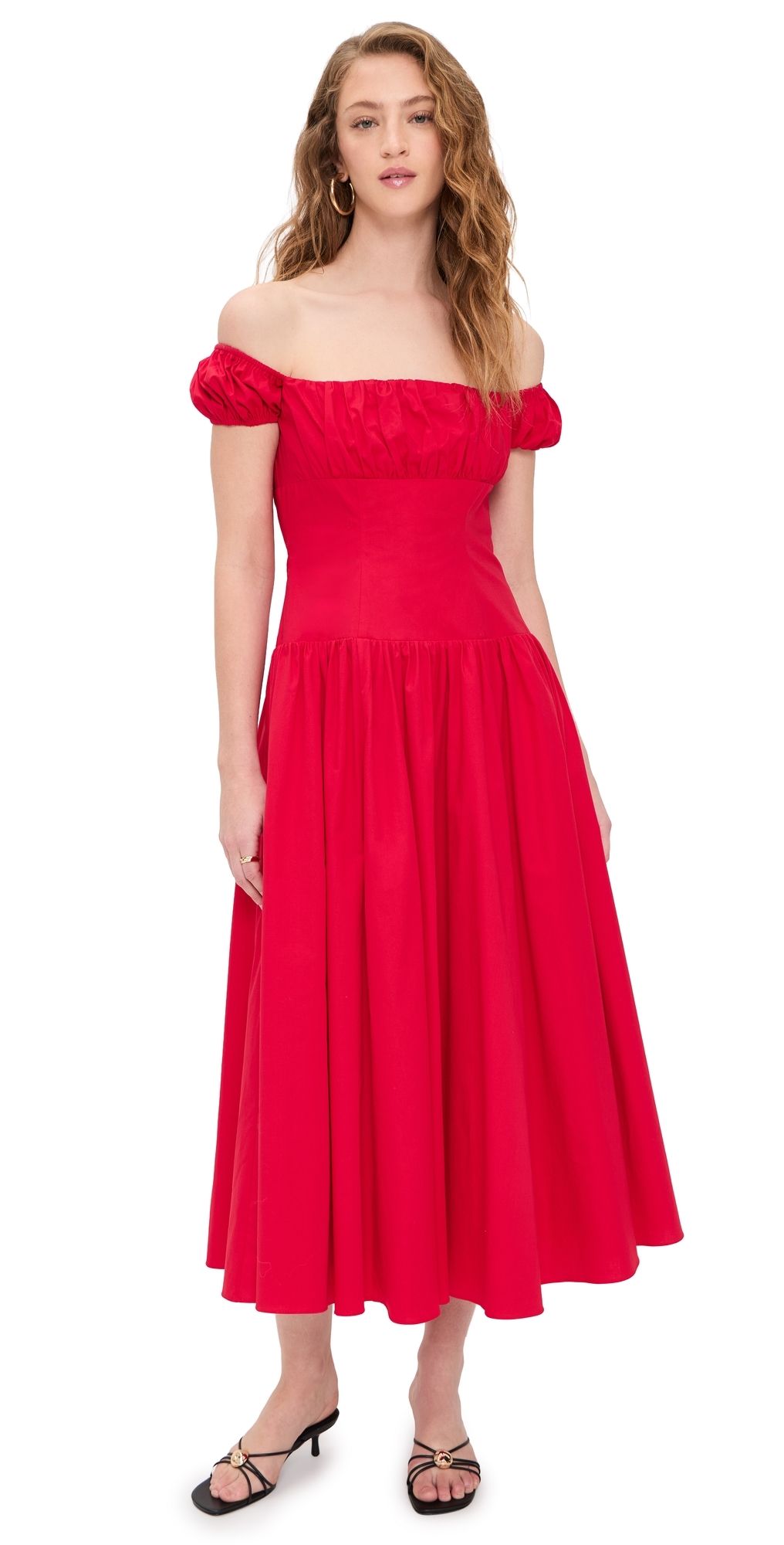 CAROLINE CONSTAS Augusta Drop Waist Dress High Risk Red XXS