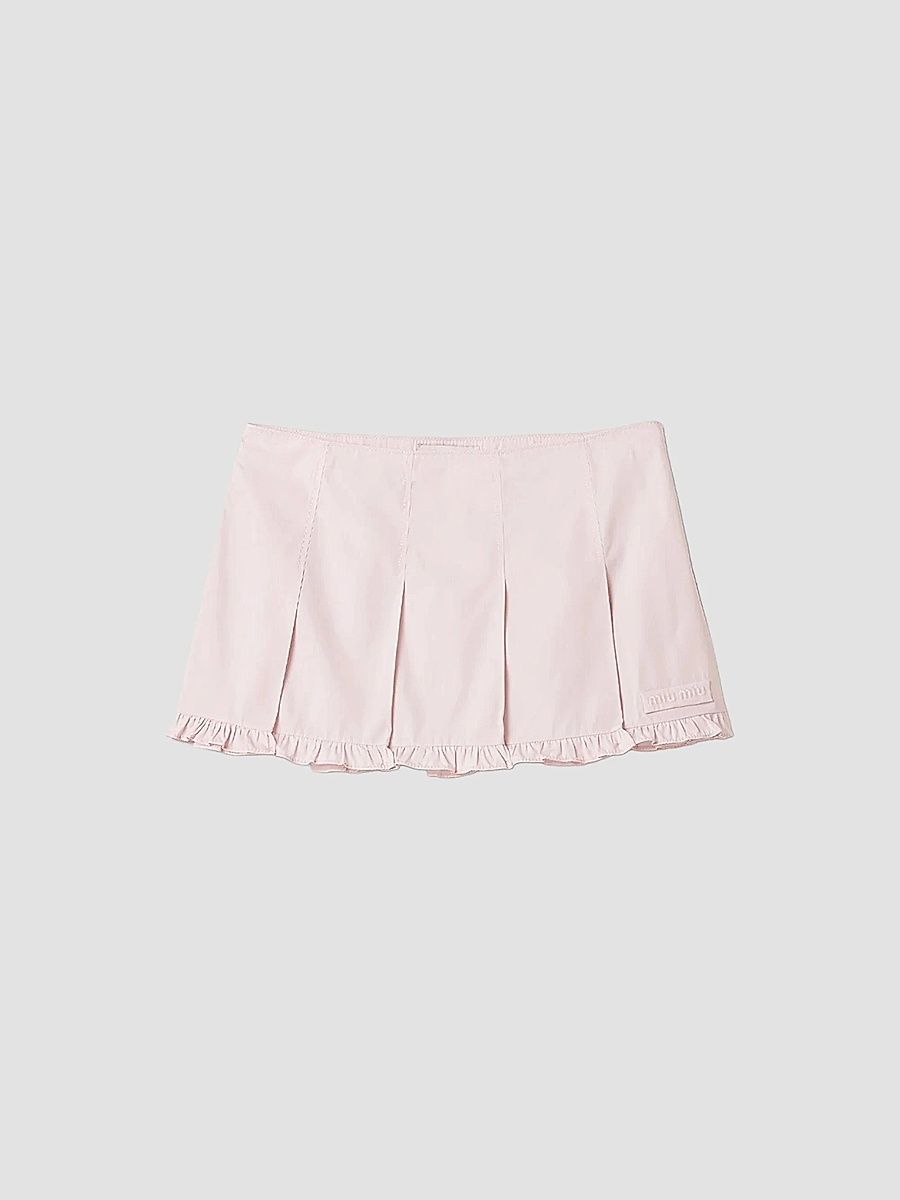 Miu Miu Women's Poplin Pleated Miniskirt - Pink - Size 8