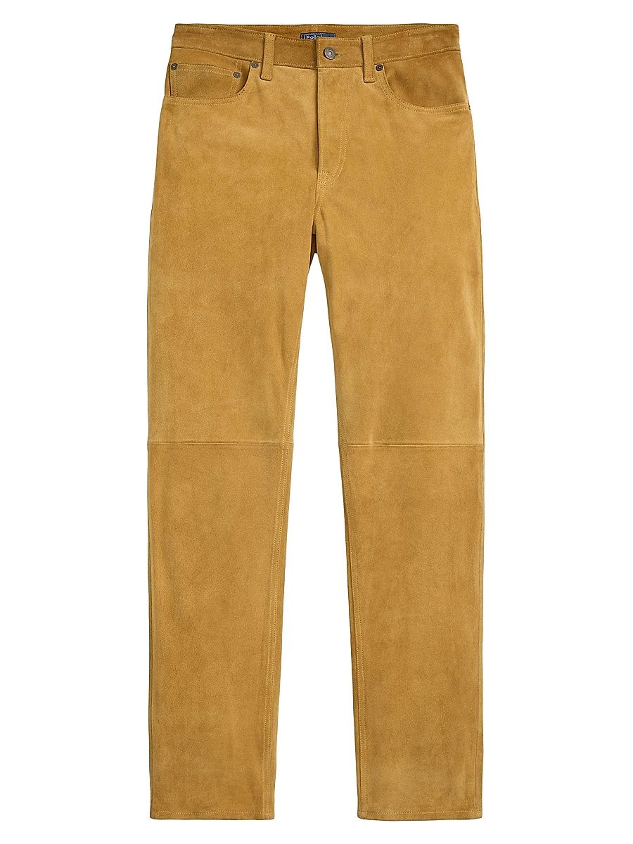Women's Leather Straight-Leg Pants - Gold Dust - Size 8