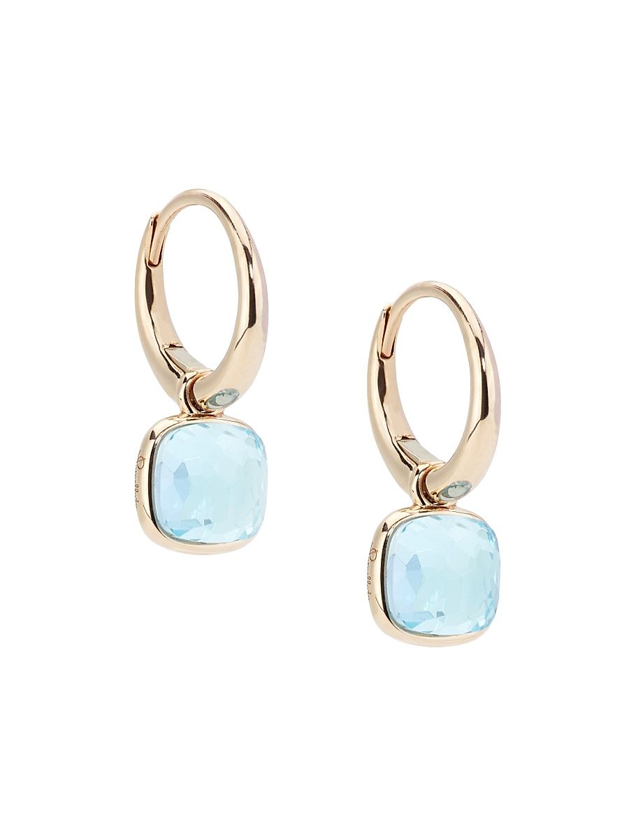 Women's Nudo Mini Sky Blue Topaz & 18K Rose Gold Hoop Earrings - Rose Gold