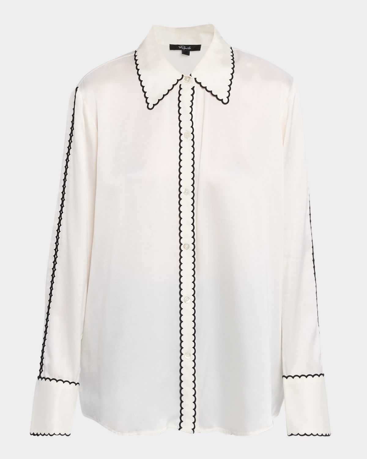 Aloise Embroidered Long-Sleeve Silk Blouse