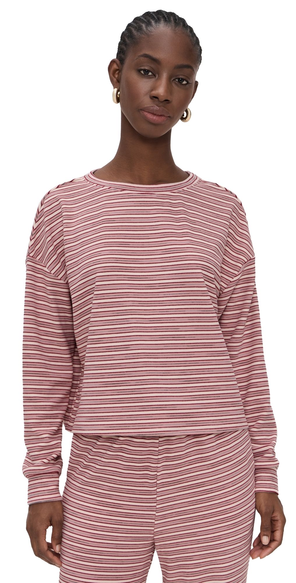 Bailey Rose Striped Long Sleeve Tee Strawberry M
