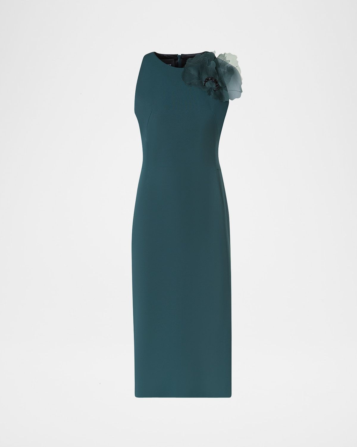 3D Anemone Flower Silk Crepe Sheath Dress