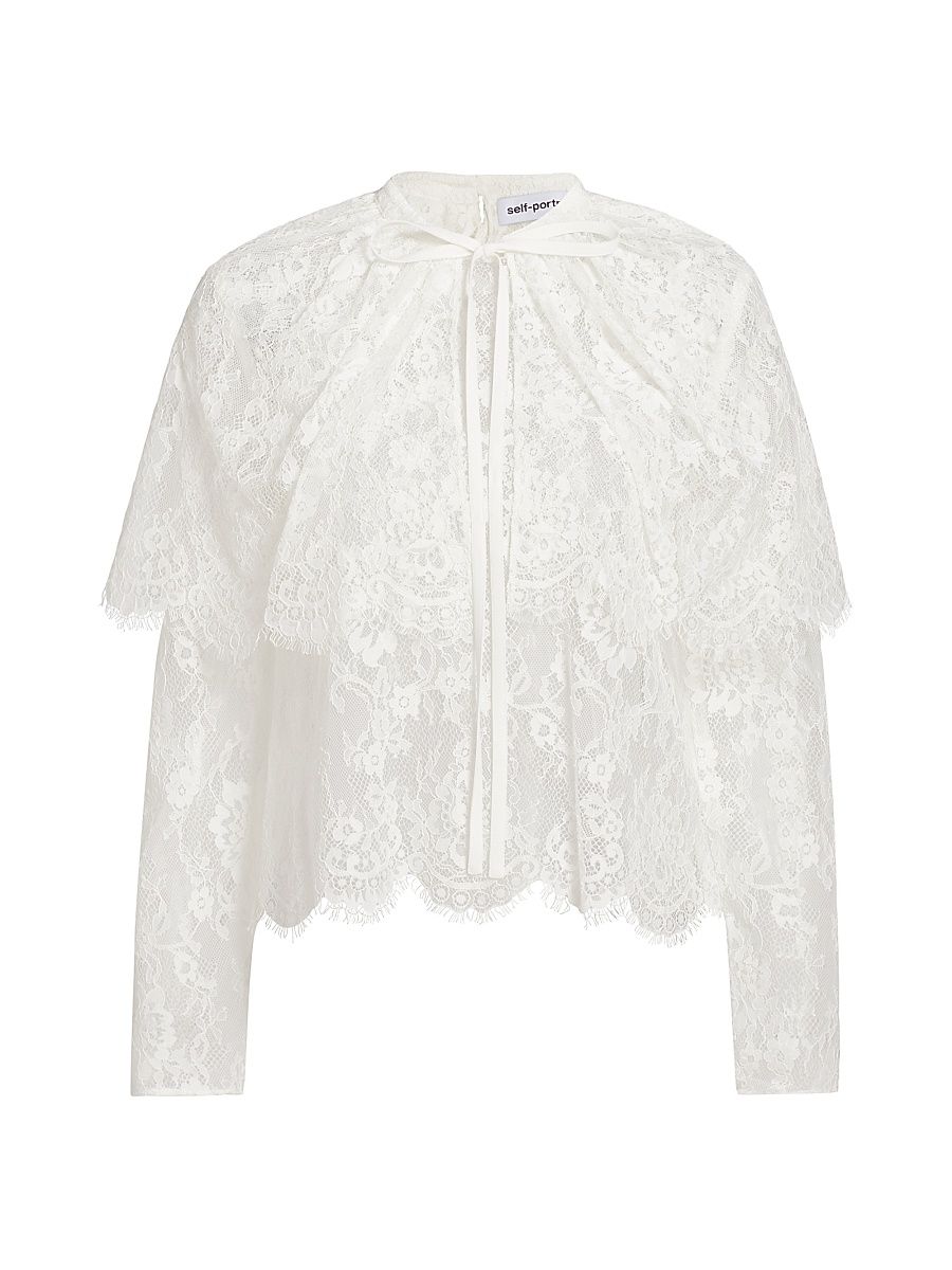 Women's Lace Cape Top - White - Size 2
