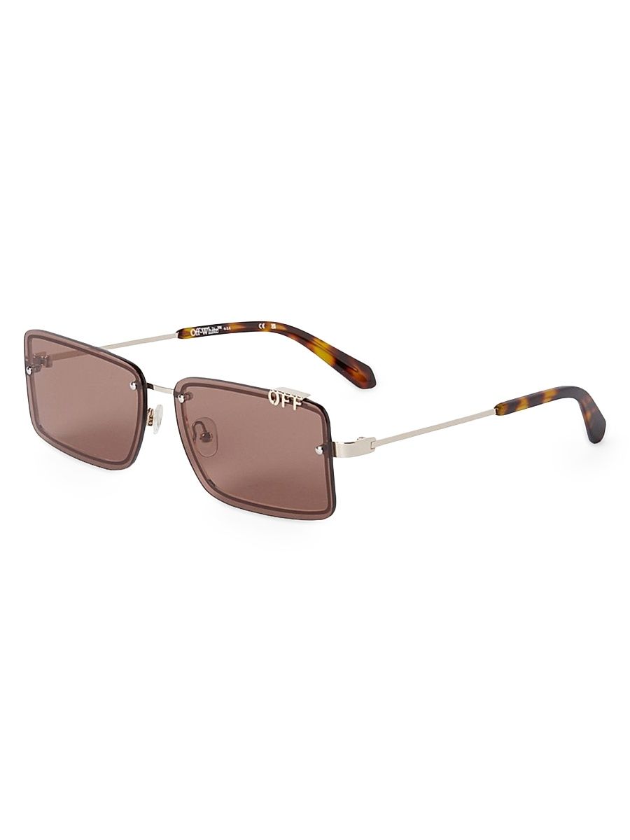 Men's Tampa 60MM Rectangular Sunglasses - Gold Havana Brown