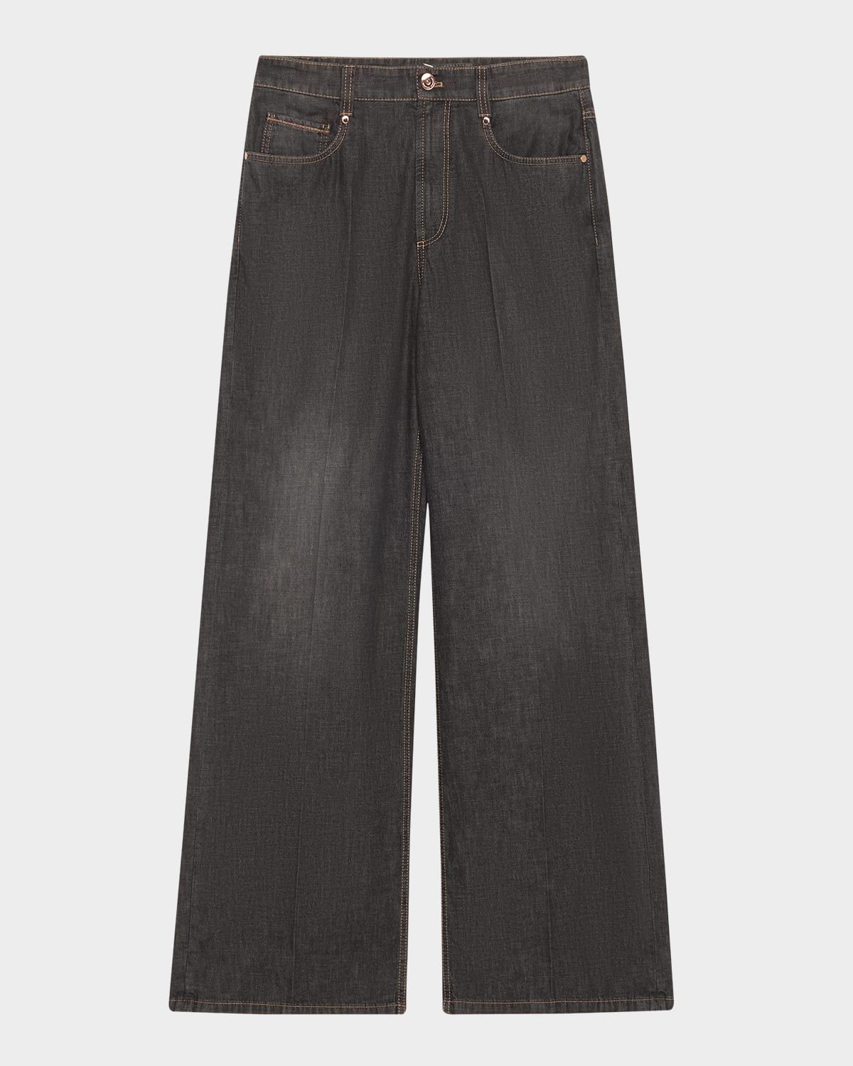 High-Rise Monili Wide-Leg Jeans