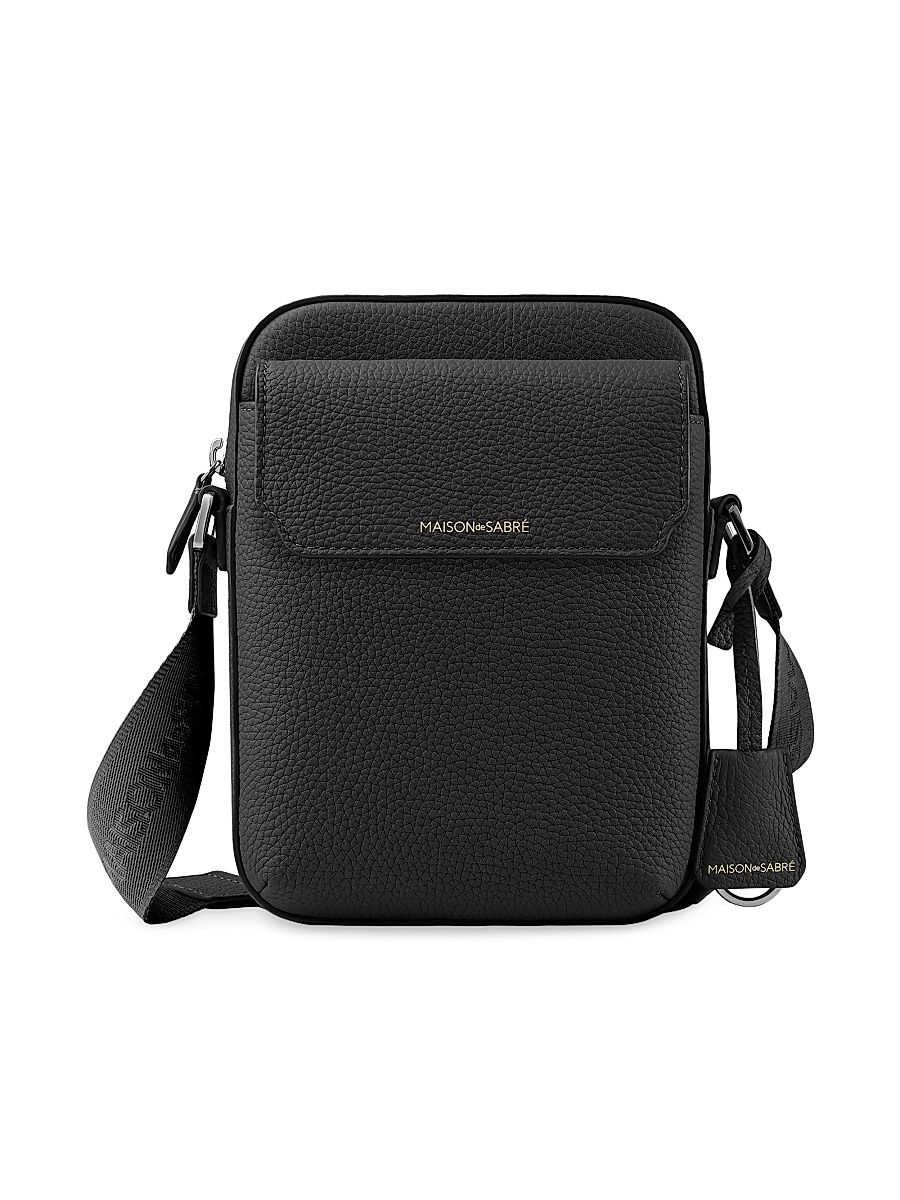 Women's Small Leather Messenger Bag - Black Caviar