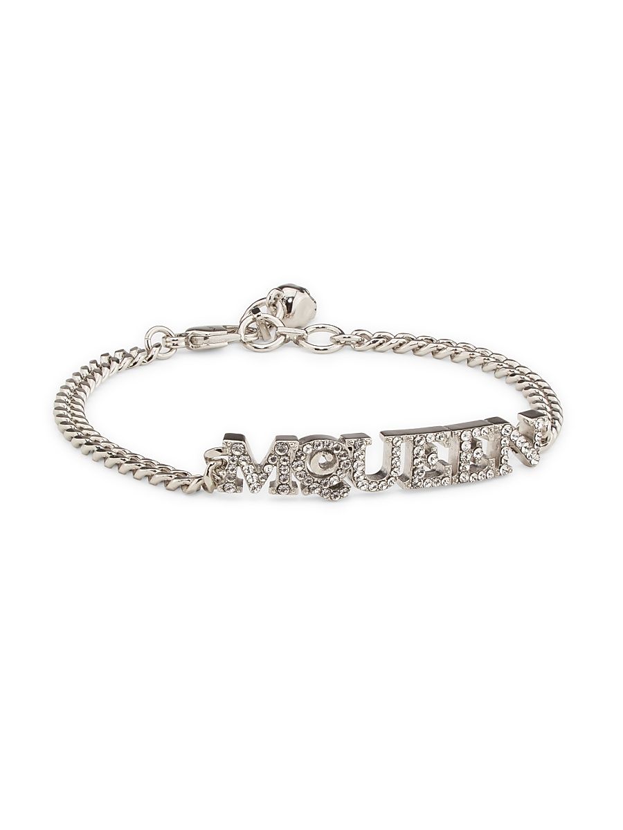 Women's Silvertone & Glass Crystal "McQueen" Logo Bracelet - Silver Grey